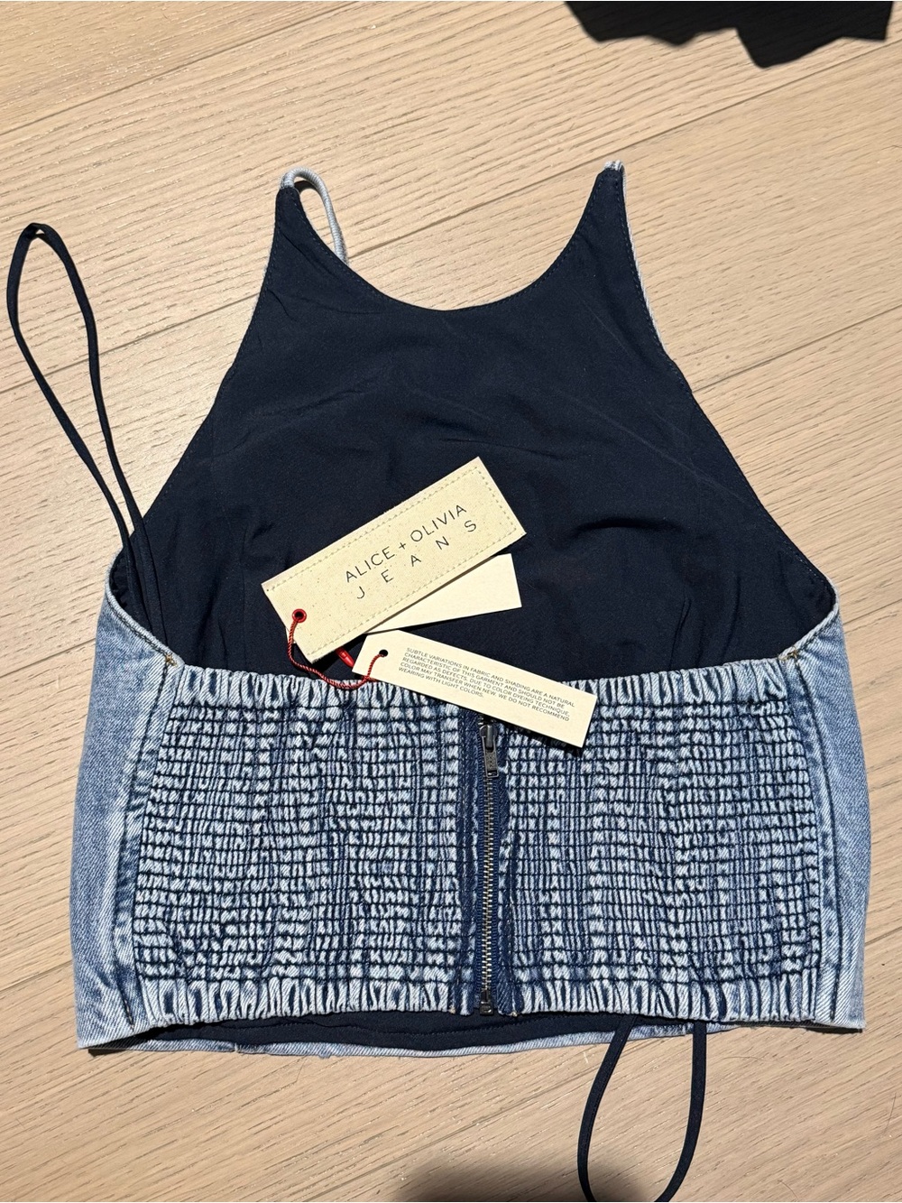 Alice + Olivia Denim Halter Crop Top NWT size 2 - Picture 3 of 6